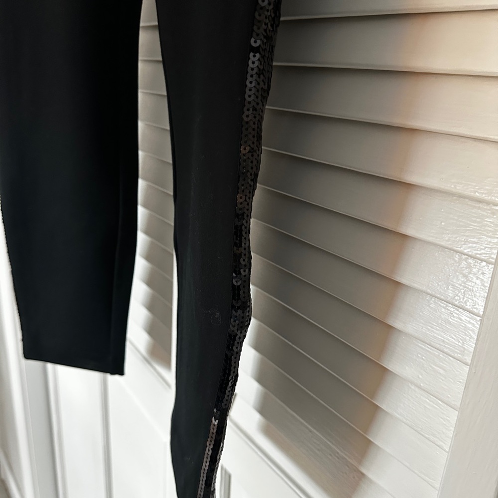 Spanx perfect black pant sequin tuxedo stripe M - Picture 6 of 8
